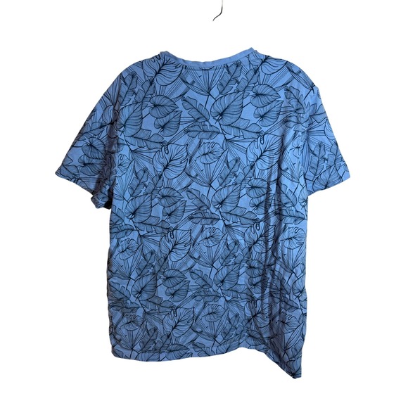 Goodfellow & Co Mens Blue Leaf Print V Neck T Shirt Size L - Picture 2 of 8